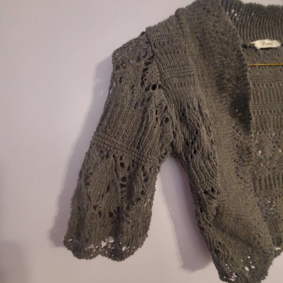 Girls Crochet/Knit Bolero Shrug Size 8-10: Charcoal/Gray - Picture 3 of 5